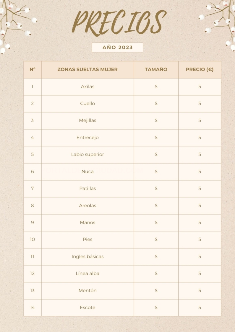 Servicios Laser Mujer